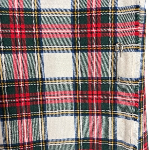 VTG Post O'Horn Scottish Wool Blend Skirt Plaid Wrap Kilt Pleated Size 6 Fringe - Picture 5 of 13
